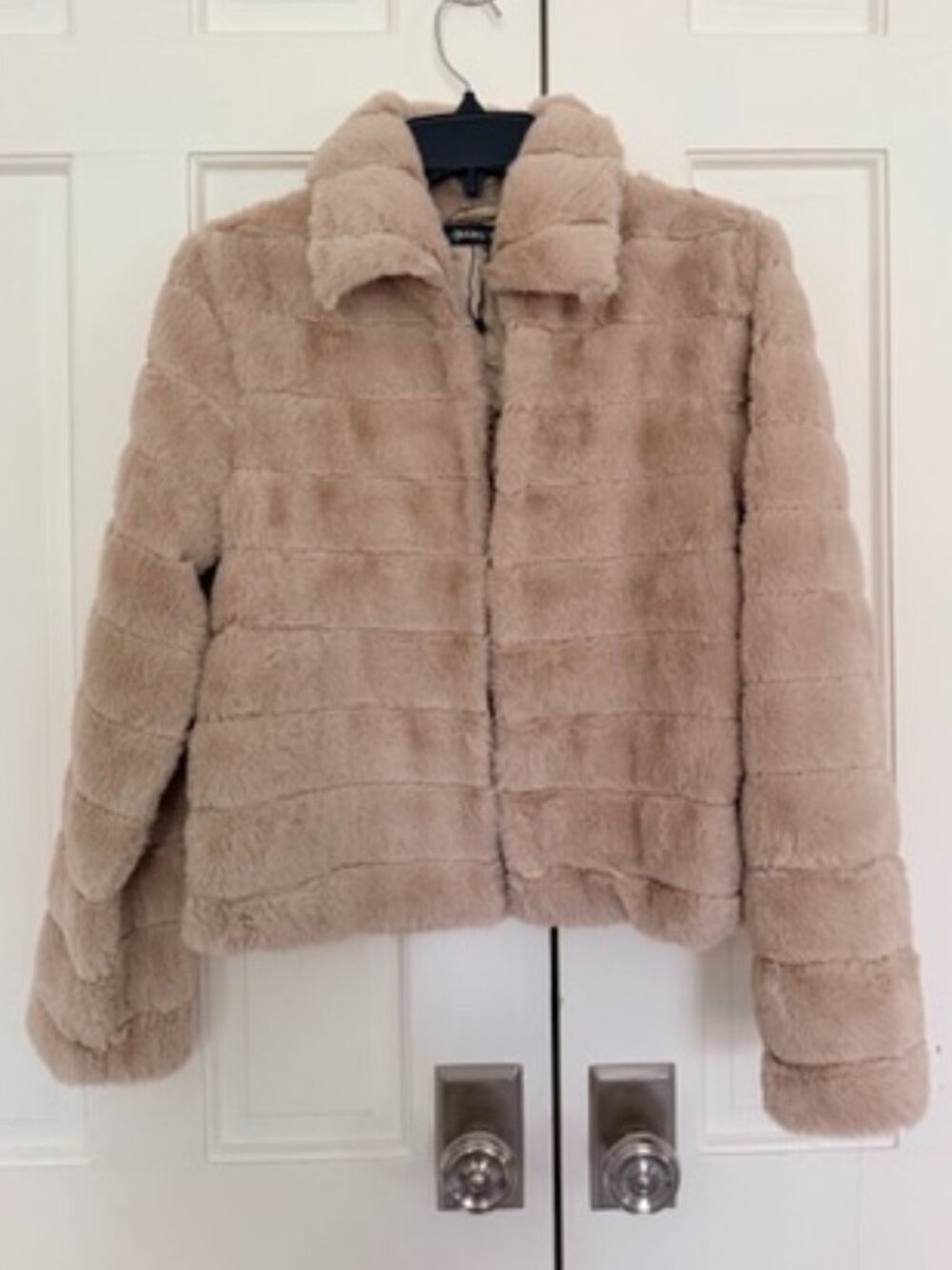 Faux Fur Cropped Open Front Jacket — Blush | Size XS | Cozy Neutral